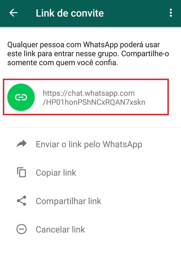 link de convite no whatsapp