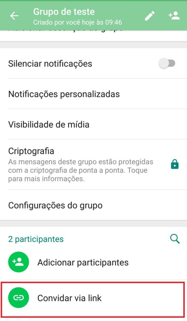 exemplo de como é possível convidar pessoas para grupos no whatsapp por meio de links