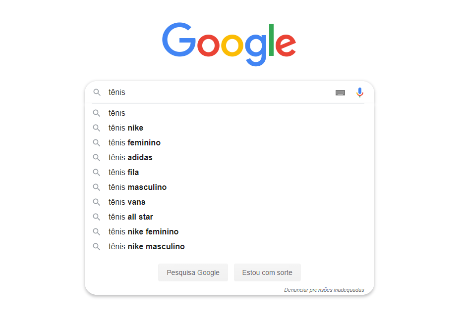imagem mostra um exemplo de busca no google
