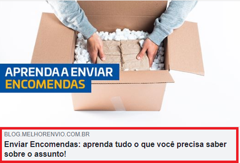 print mostra uma publicação de blog sendo compartilhada no facebook, com destaque para o texto do meta title