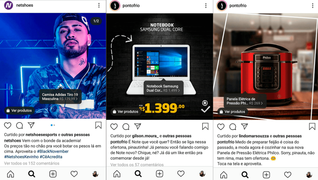 exemplos de uso do instagram shopping