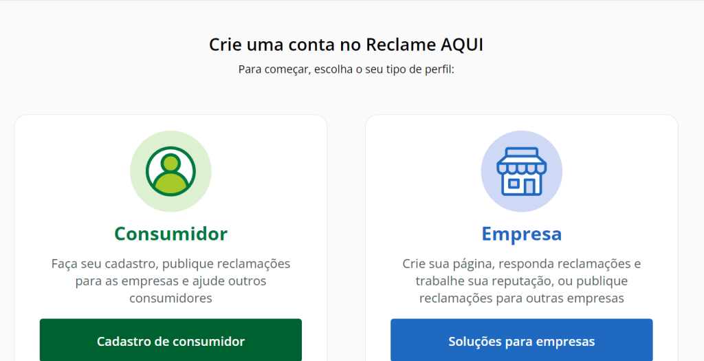 Cadastrar no Reclame Aqui