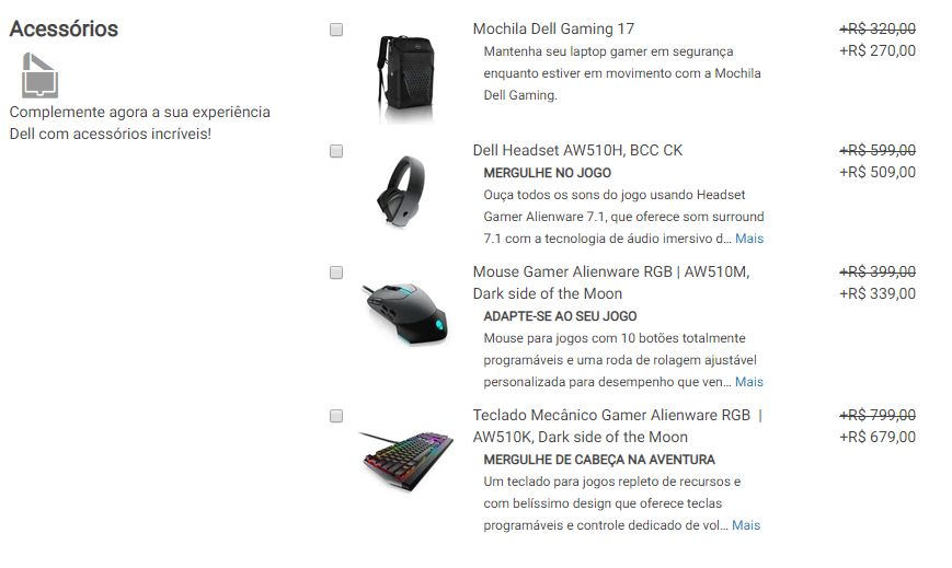 up selling no site da dell