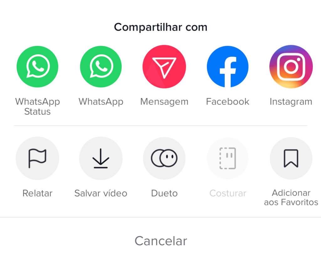 Compartilhar conteúdo do TikTok