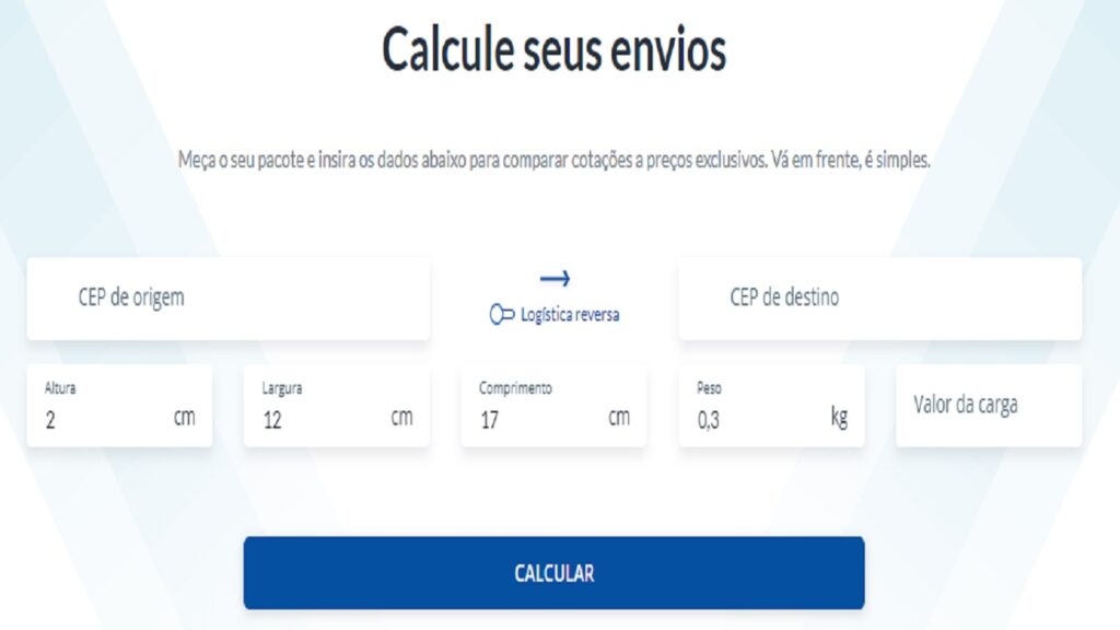 melhor envio calculadora de fretes