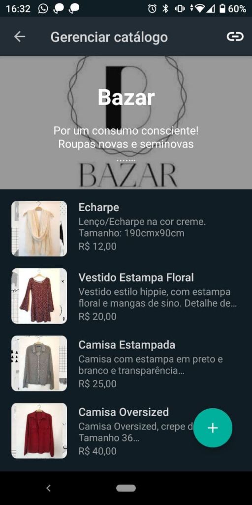 Catálogo "Bazar" no WhatsApp Business
