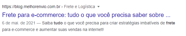 Exemplo de meta descrição exibida na serp do google.