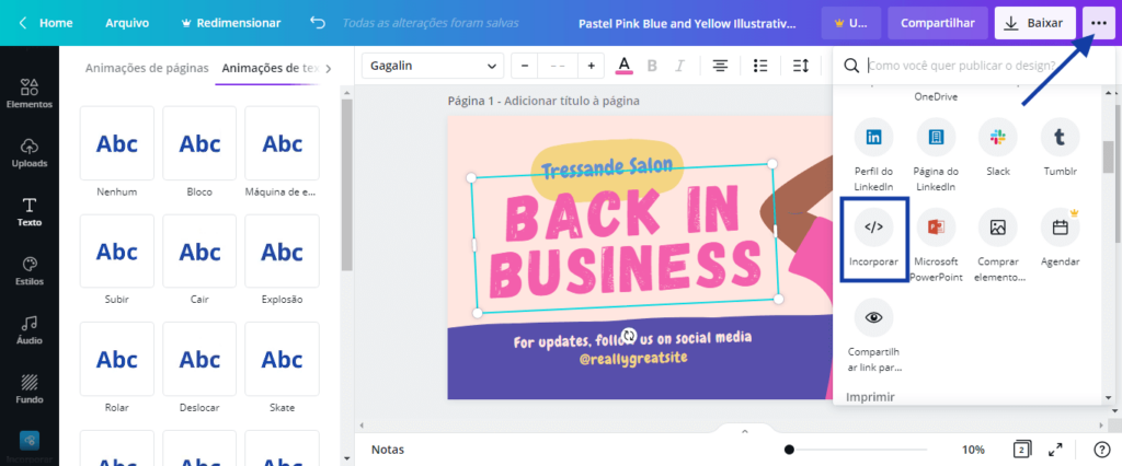 incorporar arte do Canva na loja virtual