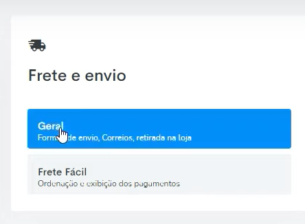 frete e envio