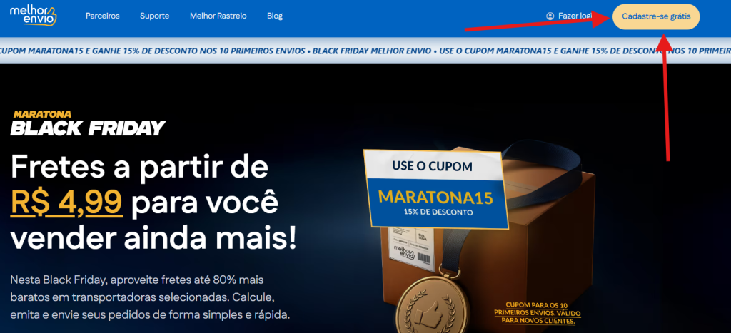 como se cadastrar no Melhor Envio