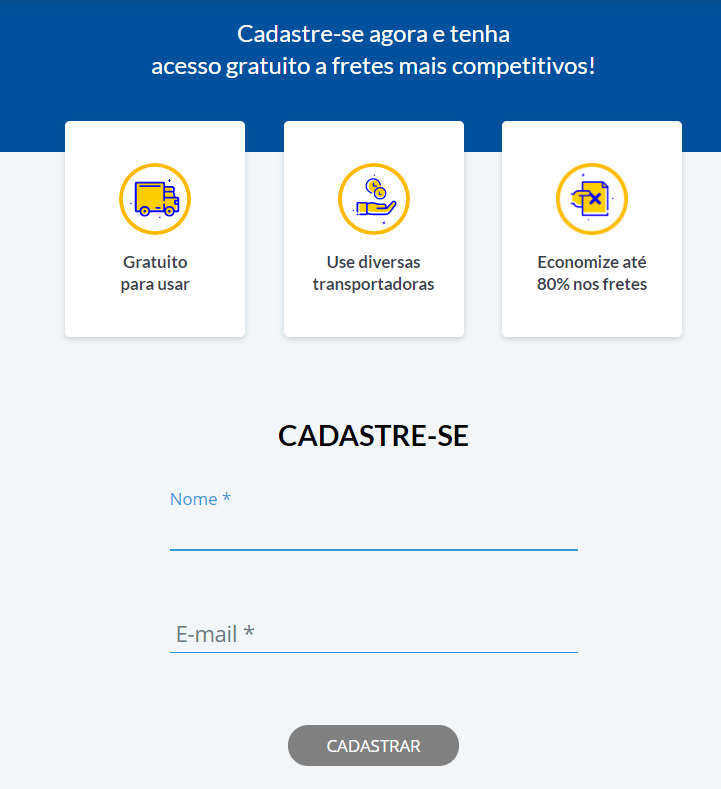 login no Melhor Envio
