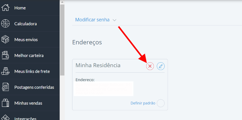 excluir-endereço-Melhor-Envio