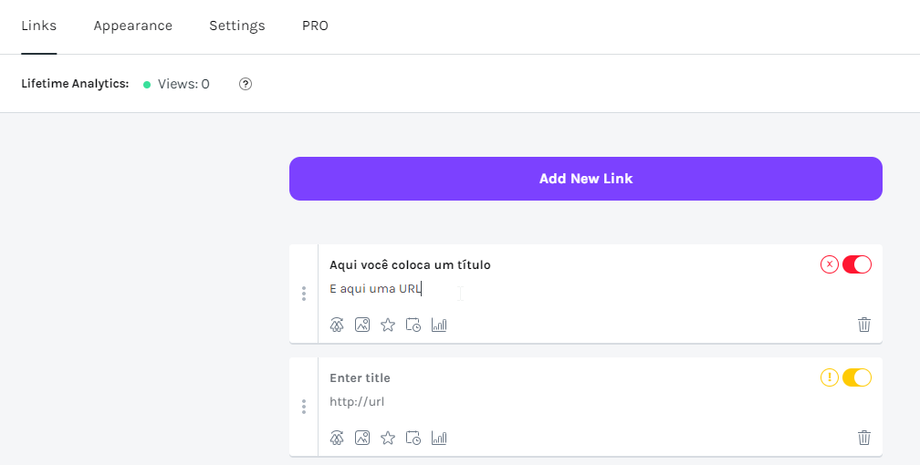 Configuração de vários links com a ferramenta Linktree