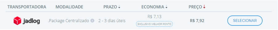 modalidade Package centralizado da Jadlog no Melhor Envio