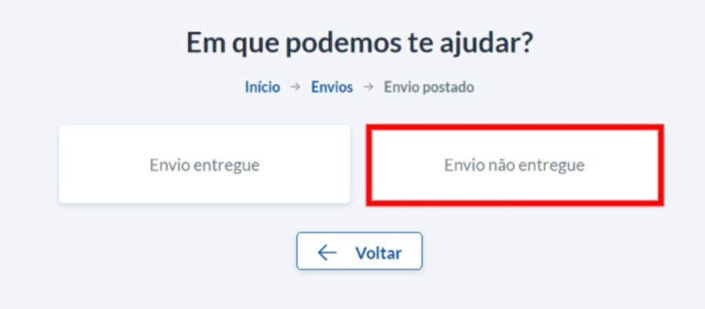 Clique em Envio não Entregue