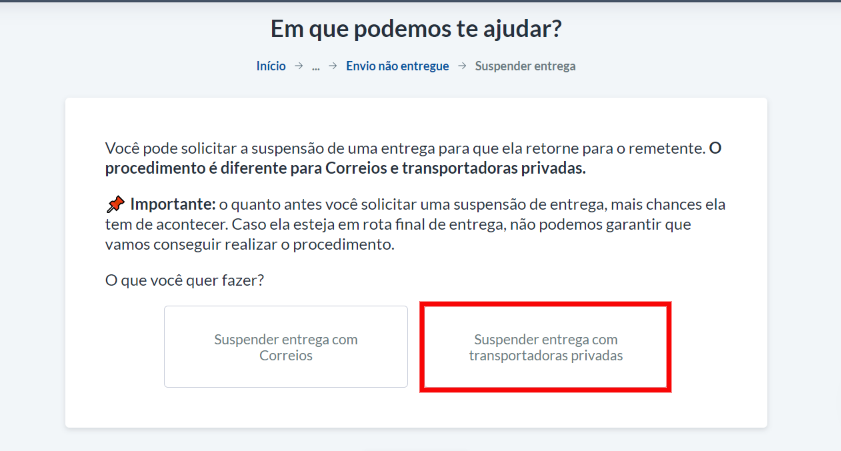 Suspender-entrega-transportadoras-privadas