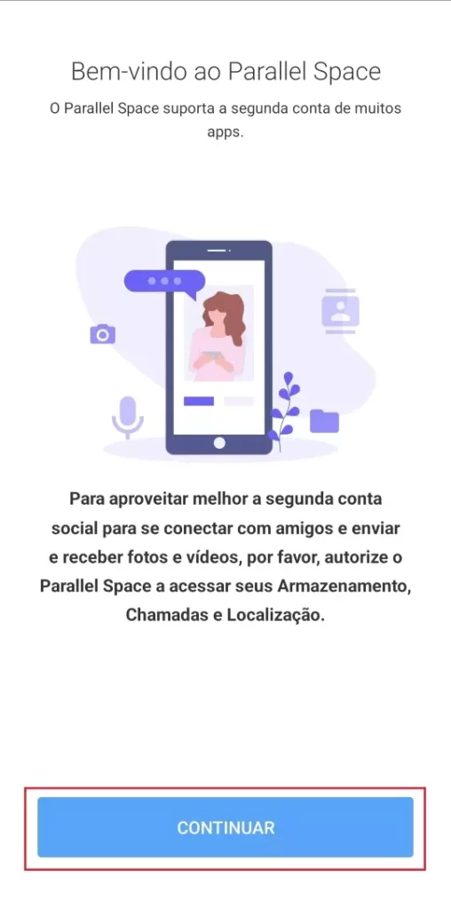 Tela inicial do Parallel Space