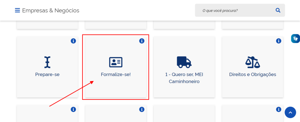 imagem apontando a opção correta: formalize-se