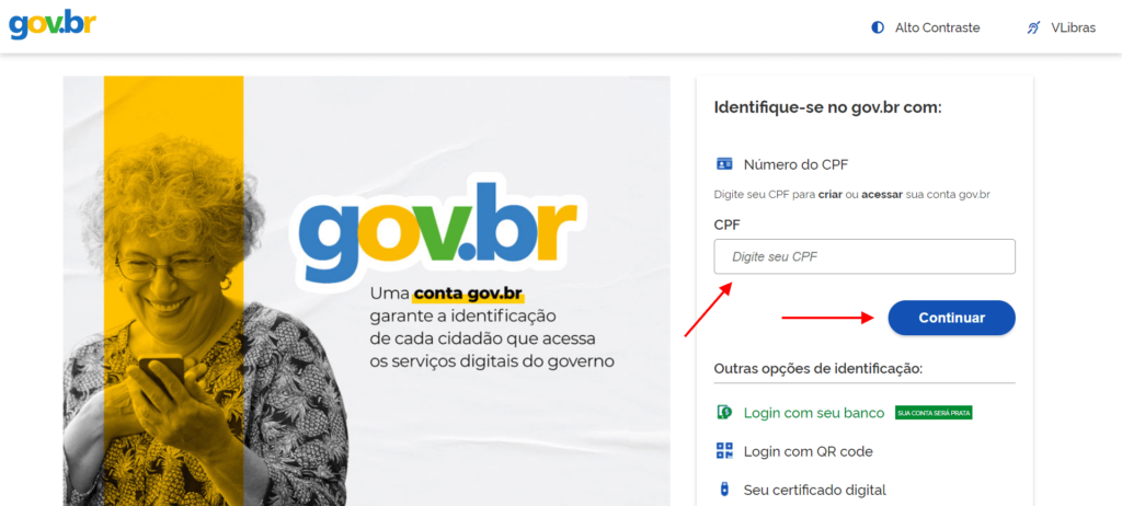 tela da área de login