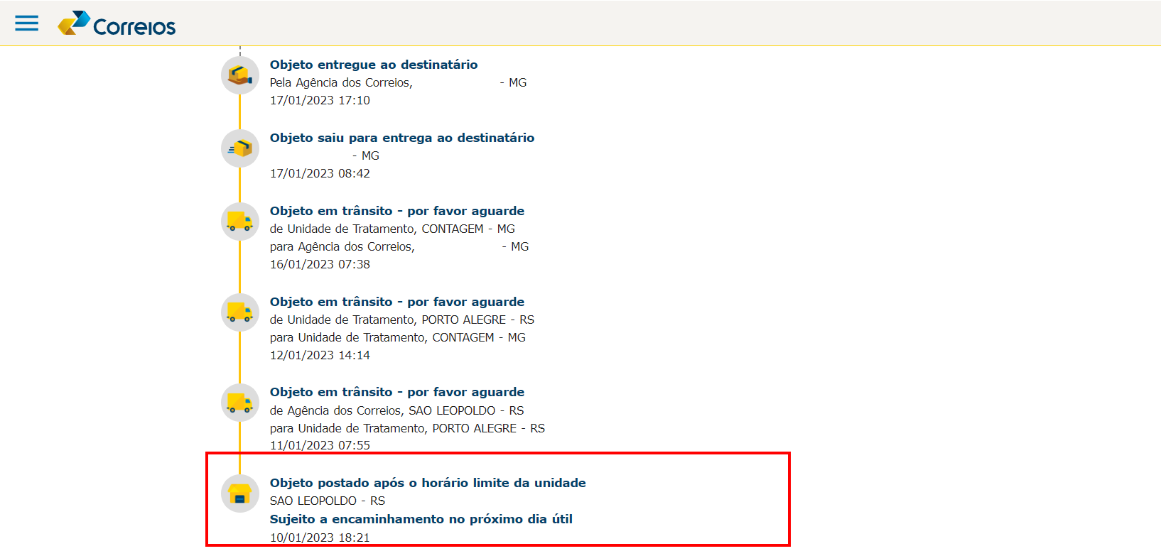 Objeto postado após o horário limite da unidade: o que significa?