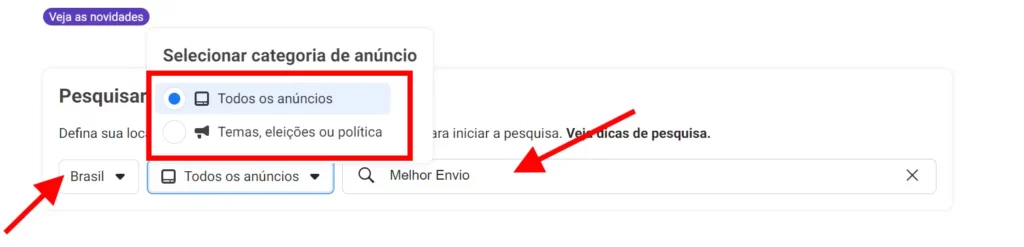 Selecione "Todos os anúncios"