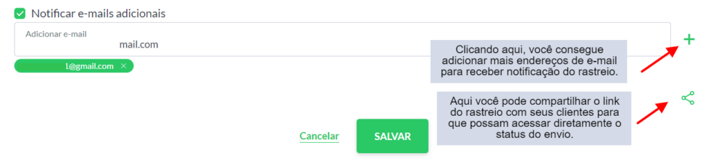 Notificar e-mails adicionais