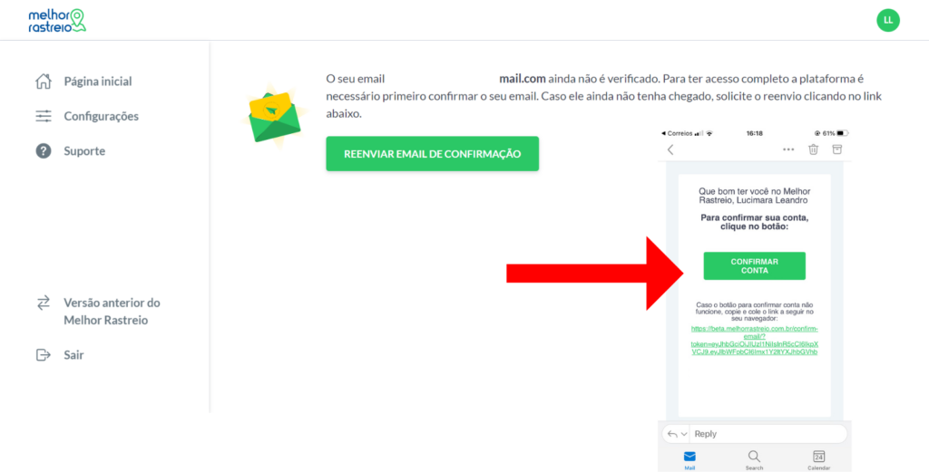 Clique em "Confirmar conta"