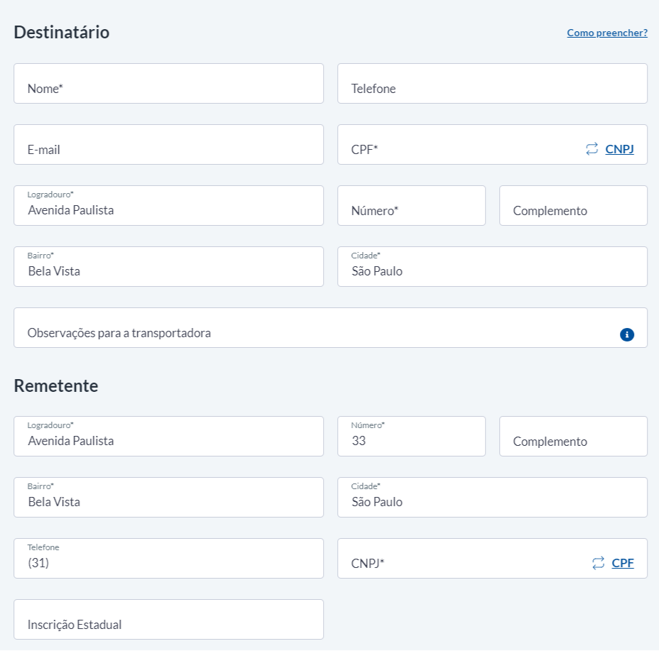 passo 3: etiqueta Melhor Envio