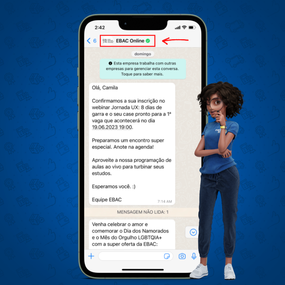  Imagem da tela do WhatsApp Business verificado da empresa Shopee. O selo de verificação verde indica que a conta pertence a uma empresa autêntica e confiável, oferecendo aos usuários uma comunicação segura e confiável.