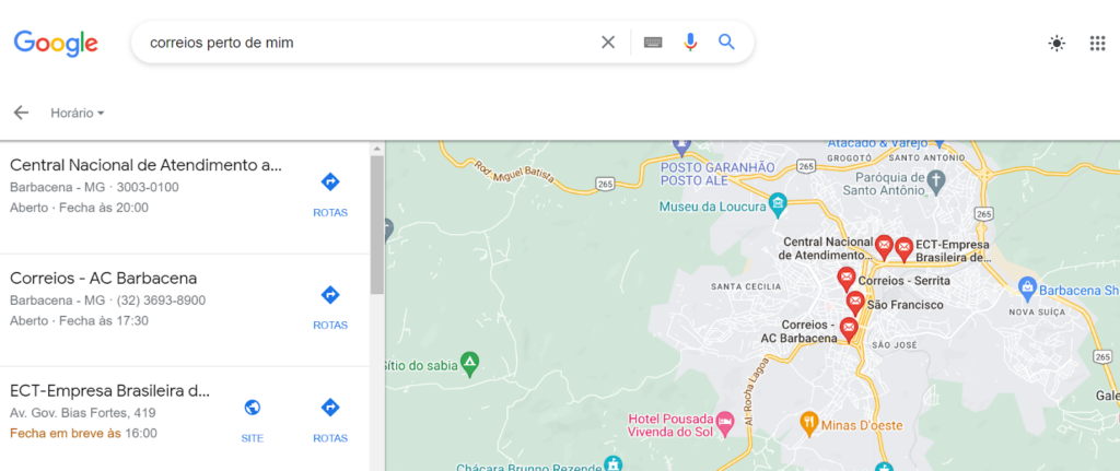 Como encontrar os Correios mais próximo no Google Maps. 
