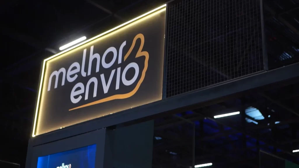 detalhe do estande do Melhor Envio no Fórum E-commerce Brasil 2026