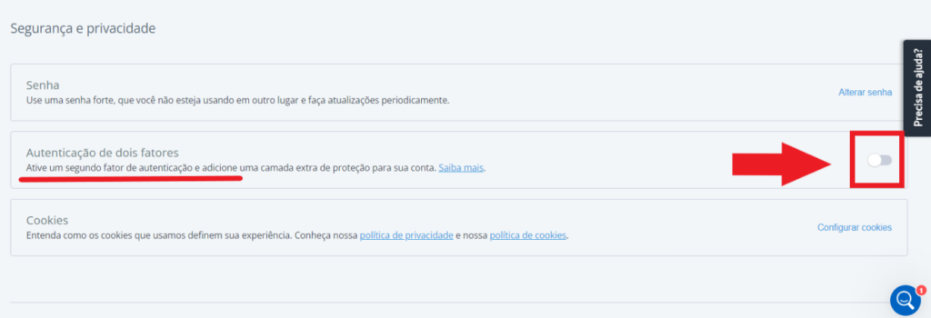 Autenticação de dois fatores no Melhor Envio