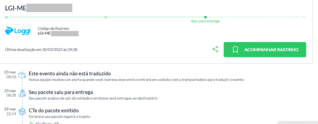 rastreio de pedido da Loggi em movimentação no Melhor Rastreio. 
