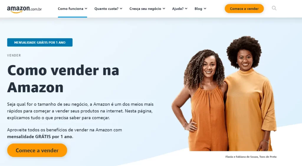 Tela de boas-vindas Amazon Seller