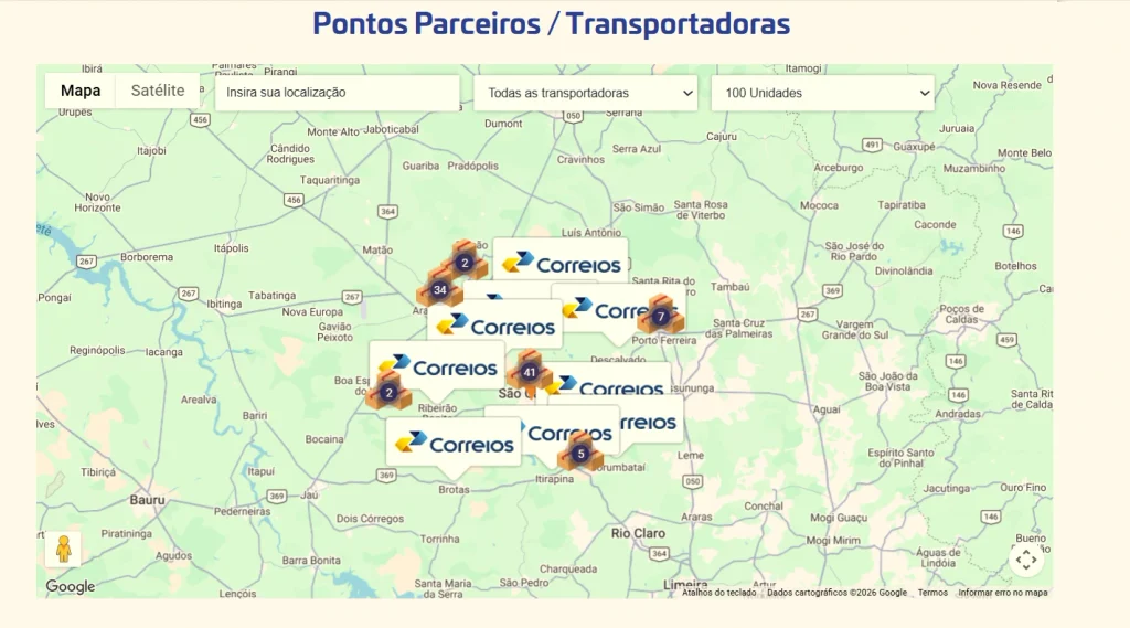 mapa interativo dos pontos parceiros