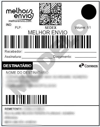 Modelo de etiqueta do Melhor Envio