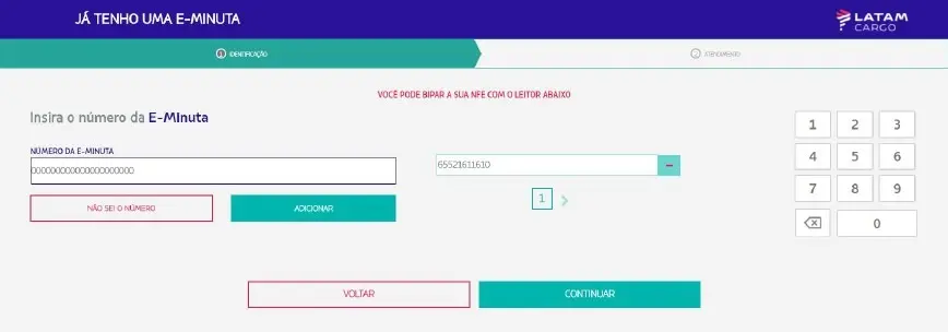 página da latam cargo