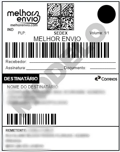 Modelo de etiqueta do Melhor Envio
