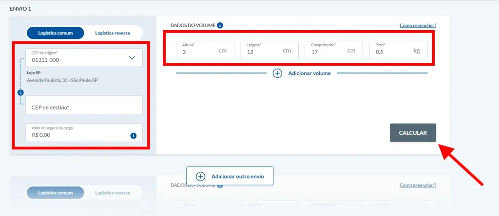 Calculadora do Melhor Envio