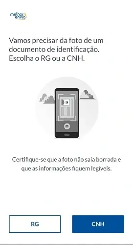 Selecione RG ou CNH