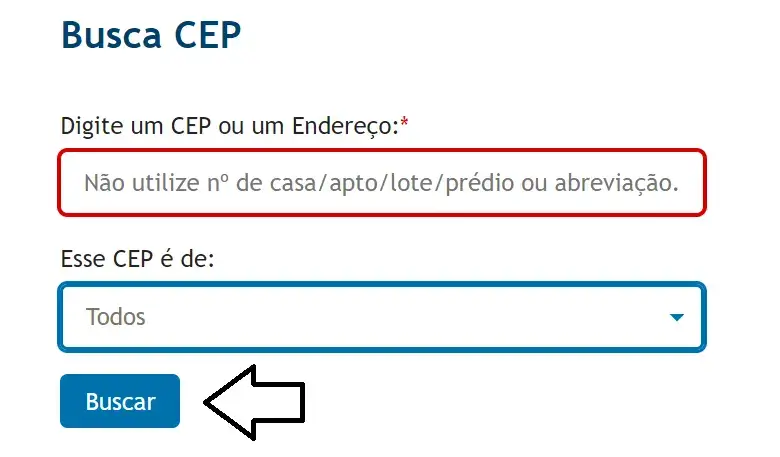 Insira o CEP ou endereço, clique em "Buscar"