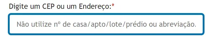 print do campo "Digite um CEP ou um endereço"