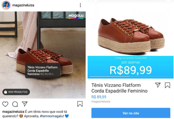 Exemplo de publicação que utiliza o recurso Instagram Shopping.