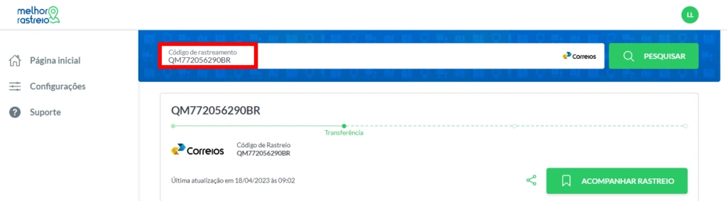 Rastrear encomenda dos Correios no Melhor Rastreio