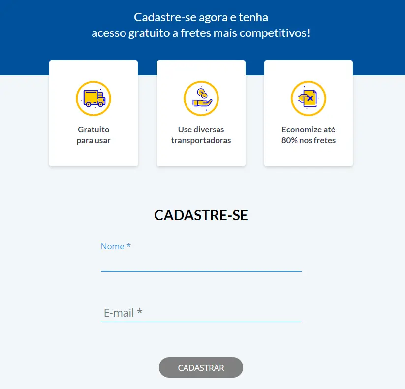 Cadastre-se grátis no Melhor Envio.