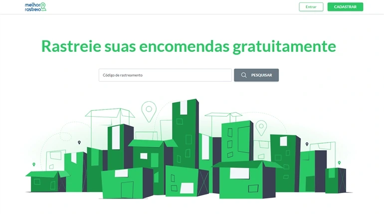 Imagem mostra a página principal do Melhor Rastreio