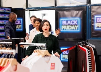 Consumidores em loja durante a Black Friday, destaque para estratégias de como evitar atrasos na entrega