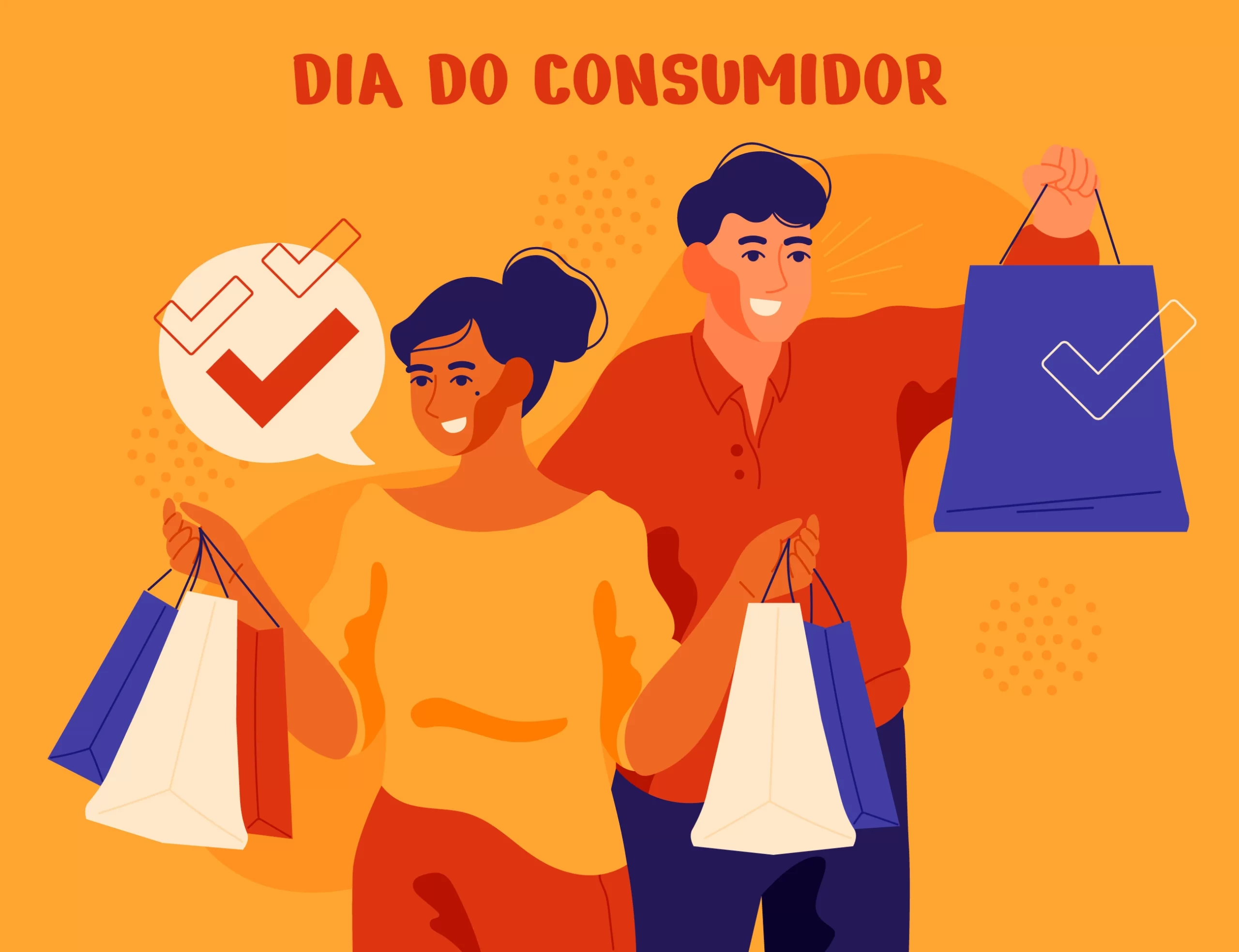 Capa do artigo dia do consumidor 2026 que mostra dois comparadores segurando compras