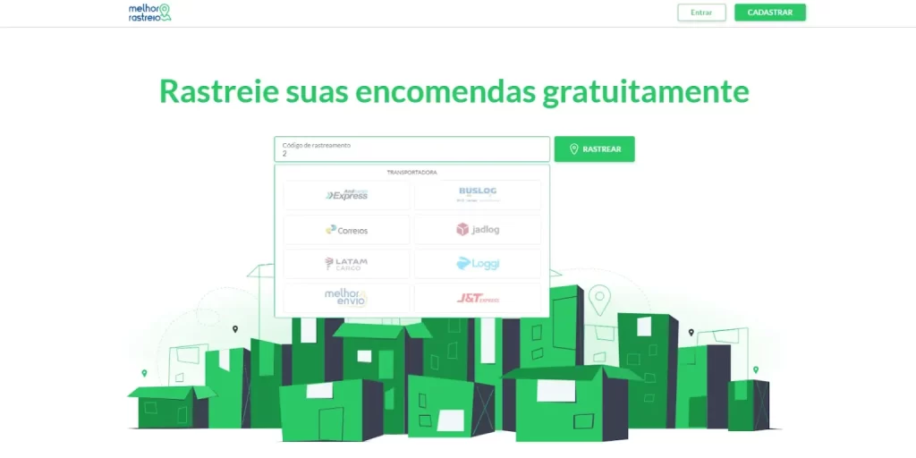 Tela principal do Melhor Rastreio