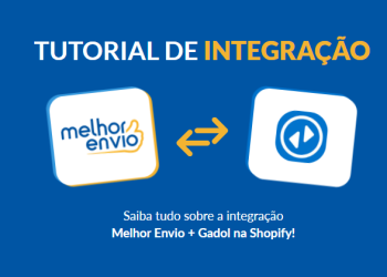 capa do artigo com os logos do Melhor Envio e Gadol, aplicativos utilizados na integração Melhor Envio Shopify